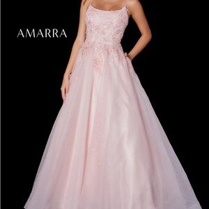 amarra blush pink prom dress